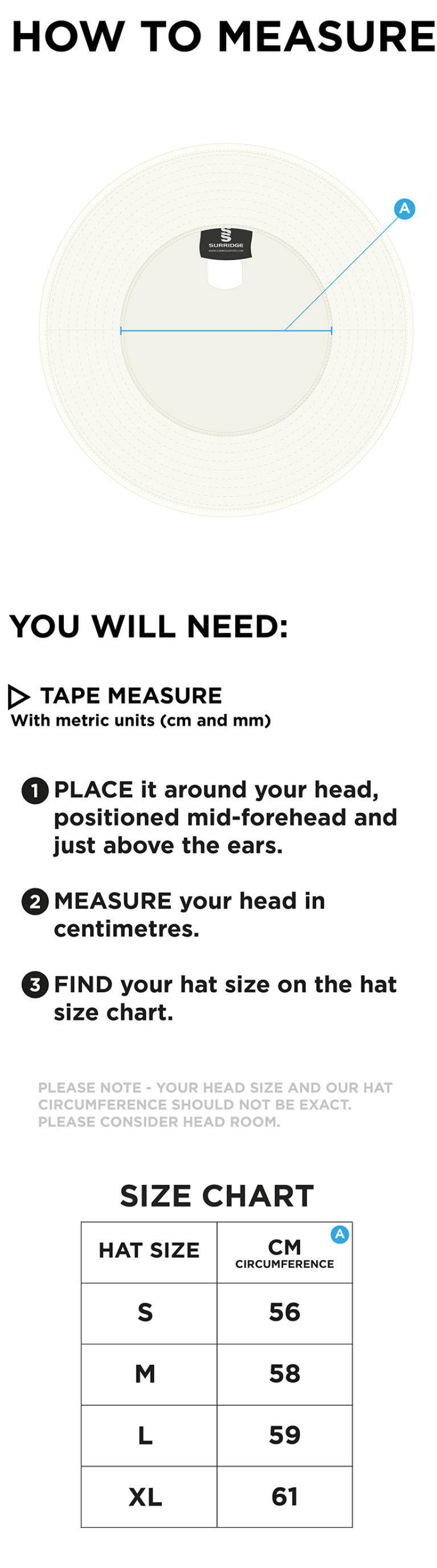 FLOPPY HAT-Black - Size Guide