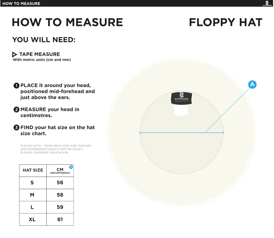 FLOPPY HAT-Black - Size Guide